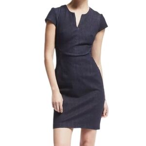 Banana Republic Denim Split Neck Cap Sleeve Dress